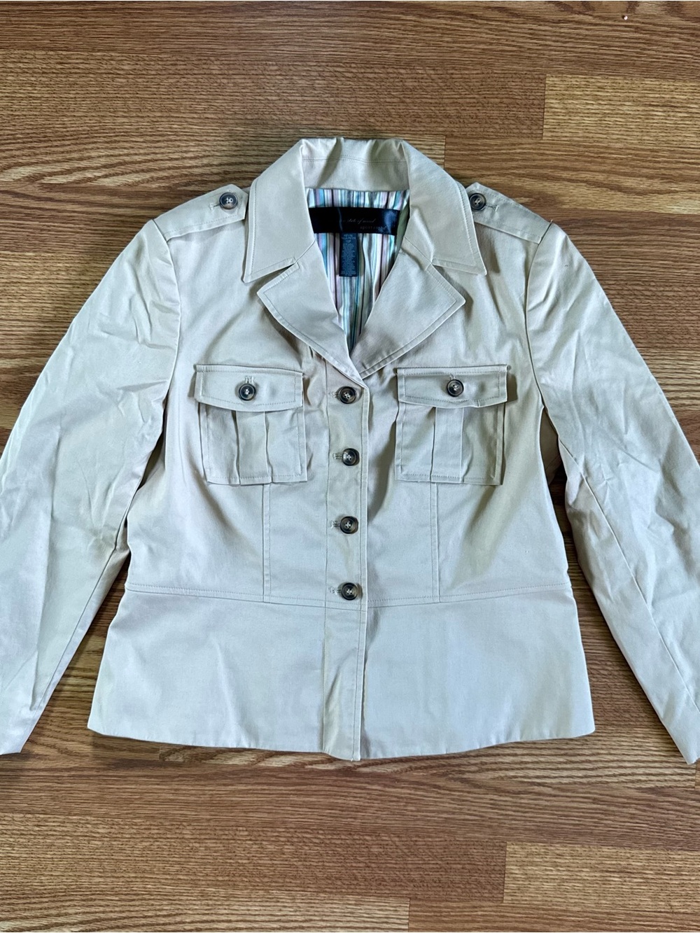 Apostrophe Button Front Safari Blazer